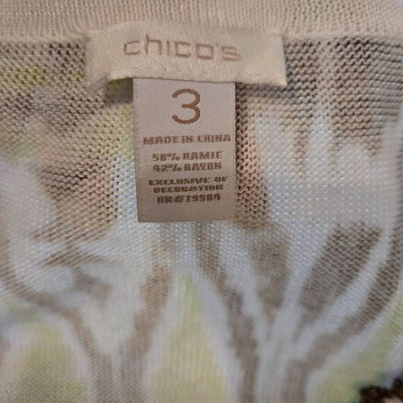 Chico's S/S Tribal Sweater Cardigan Embelished 3 L - Picture 2 of 6